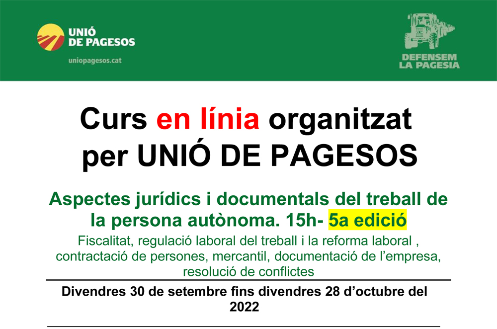 curs en línia Unió de Pagesos